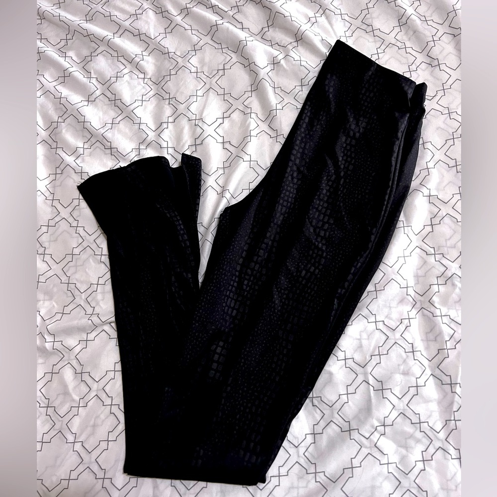 Snake Print Black Split Hem Hot Pants